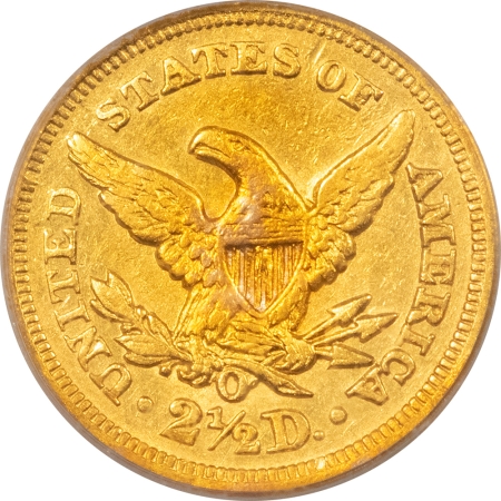 $2.50 1850-O $2.50 LIBERTY GOLD QUARTER EAGLE – PCGS AU-50, FLASHY & SCARCE!