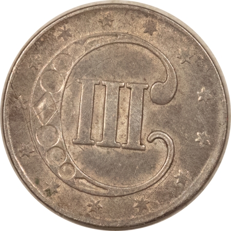 New Store Items 1851 TYPE I THREE CENT SILVER – AU DETAILS W/ REVERSE SCRATCHES!