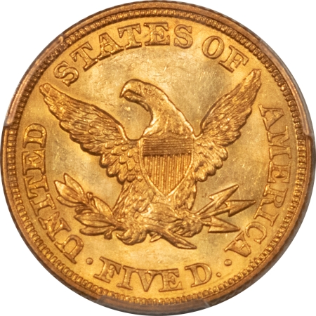 $5 1855 $5 LIBERTY GOLD HALF EAGLE, NO MOTTO – PCGS AU-58, PQ+ & CAC APPROVED!