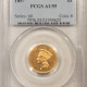 $1 1856 $1 GOLD DOLLAR, SLANTED 5 – PCGS AU-58