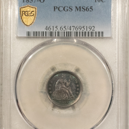 U.S. Certified Coins 1857-O SEATED LIBERTY DIME – PCGS MS-65, PLEASING ORIGINAL TONED GEM, TOUGH!