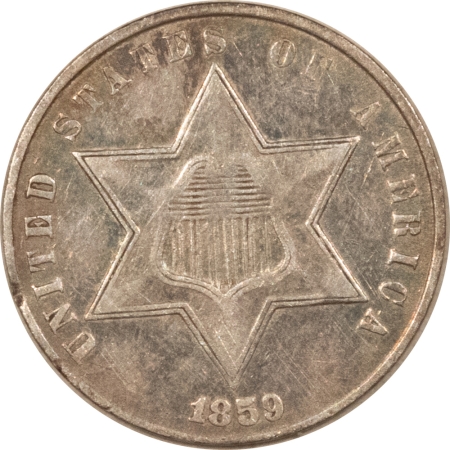 New Store Items 1859 TYPE 3 THREE CENT SILVER – HIGH GRADE CIRCULATED EXAMPLE! SM OBV RIM NICK!