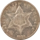 New Store Items 1857 TYPE 2 THREE CENT SILVER – DECENT EXAMPLE W/ MINOR ISSUE, STRONG DETAILS!