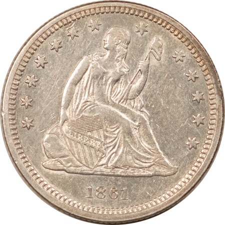 Liberty Seated Quarters 1861 SEATED LIBERTY QUARTER, NO MOTTO – HIGH GRADE EXAMPLE!