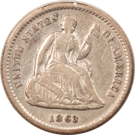 Liberty Seated Half Dimes 1863-S LIBERTY SEATED HALF DIME – CIRCULATED W/ DECENT DETAIL! SCARCE!