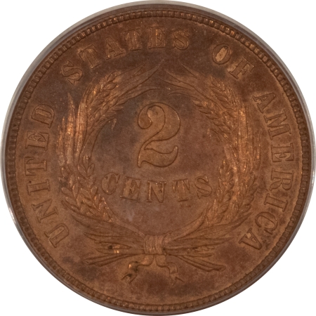 CAC Approved Coins 1866 PROOF TWO CENT PIECE – PCGS PR-63 RB, CAC APPROVED! TOUGH PROOF EXAMPLE!