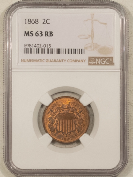 New Certified Coins 1868 TWO CENT PIECE – NGC MS-63 RB, CHOICE & ORIGINAL!