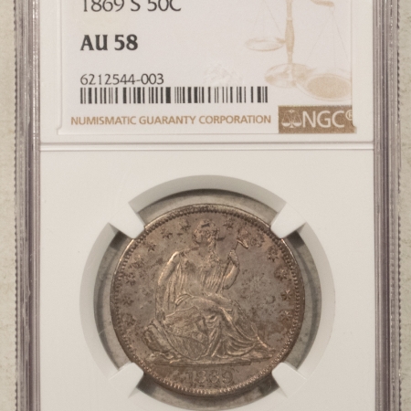 New Store Items 1869-S SEATED LIBERTY HALF DOLLAR – NGC AU-58, SCARCE DATE!