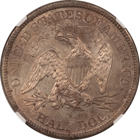 Liberty Seated Halves 1869-S SEATED LIBERTY HALF DOLLAR – NGC AU-58, SCARCE DATE!