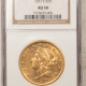 $20 1874-S $20 LIBERTY GOLD DOUBLE EAGLE – PCGS MS-60, TYPE 2 SAN FRANCISCO!