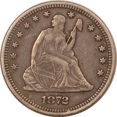 Liberty Seated Quarters 1872 SEATED LIBERTY QUARTER, MOTTO ABOVE EAGLE – HIGH GRADE EXAMPLE!