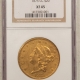 $20 1894 $20 LIBERTY GOLD DOUBLE EAGLE – PCGS MS-61