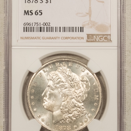 Morgan Dollars 1878-S $1 MORGAN DOLLAR – NGC MS-65, BLAST WHITE, #6961751002