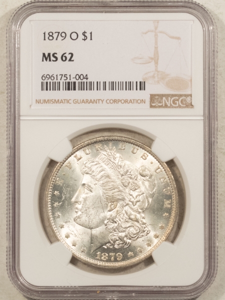 Morgan Dollars 1879-O $1 MORGAN DOLLAR – NGC MS-62, BLAST WHITE, #6961751004