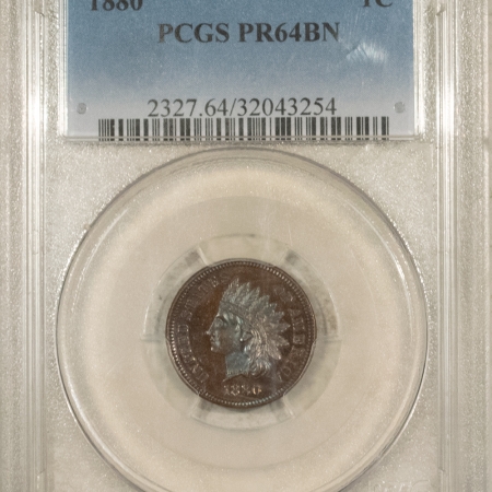 Indian 1880 PROOF INDIAN CENT – PCGS PR-64 BN, REALLY PRETTY PROOF!