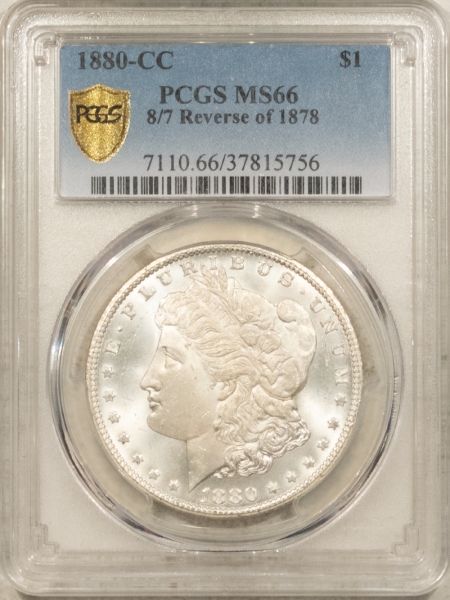 Morgan Dollars 1880-CC MORGAN DOLLAR 8/7 REVERSE OF 1878 PCGS MS-66 FROSTY & SUPERB #37815756