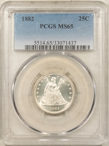 Liberty Seated Quarters 1882 SEATED LIBERTY QUARTER – PCGS MS-65, PREMIUM QUALITY BLAZER!