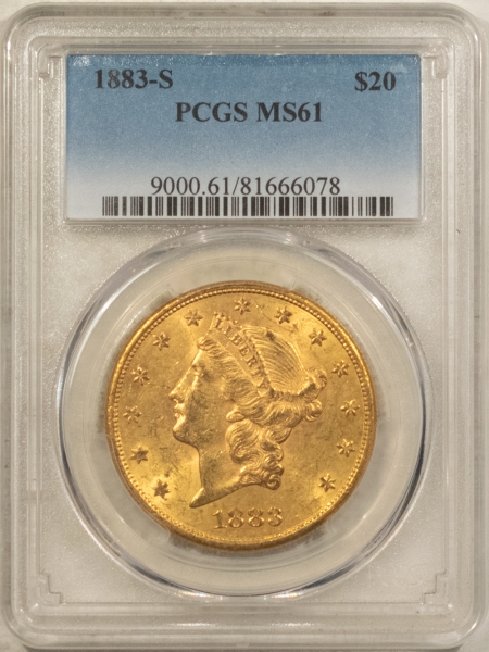 $20 1883-S $20 LIBERTY GOLD DOUBLE EAGLE – PCGS MS-61