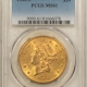 $20 1891-S $20 LIBERTY GOLD DOUBLE EAGLE – NGC MS-62, GREAT LUSTER, NICE LOOK!