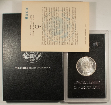 Morgan Dollars 1885-CC $1 MORGAN DOLLAR GSA – UNCIRCULATED WITH BOX & COA, CARSON CITY!