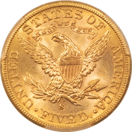 $5 1886-S $5 LIBERTY GOLD HALF EAGLE – PCGS MS-63