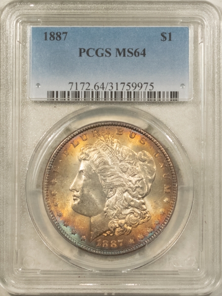 Morgan Dollars 1887 $1 MORGAN DOLLAR – PCGS MS-64, PRETTY!