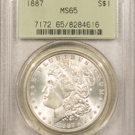 Morgan Dollars 1887 $1 MORGAN DOLLAR – PCGS MS-65, OLD GREEN HOLDER, PQ & 66 QUALITY!