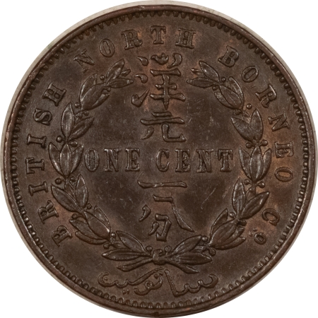 New Store Items 1887-H BRITISH NORTH BORNEO ONE CENT, KM #2, HIGH GRADE & VIRTUALLY FULLY UNC