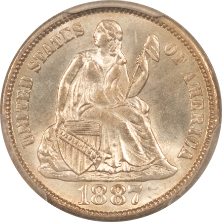 Liberty Seated Dimes 1887-S SEATED LIBERTY DIME – PCGS MS-64, FLASHY & NICE!