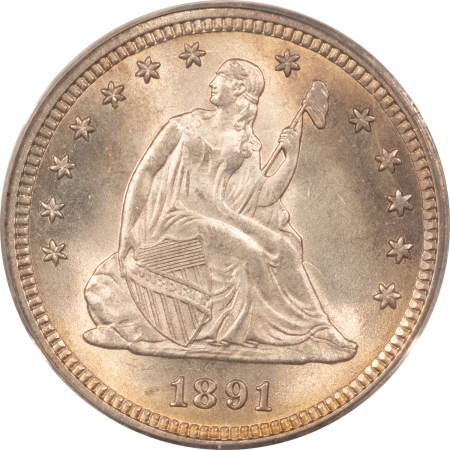 Liberty Seated Quarters 1891 SEATED LIBERTY QUARTER – PCGS MS-65, FRESH SATINY WHITE GEM, PQ!