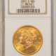 $20 1892-S $20 LIBERTY GOLD DOUBLE EAGLE – NGC MS-62, FLASHY W/ NICE LOOK