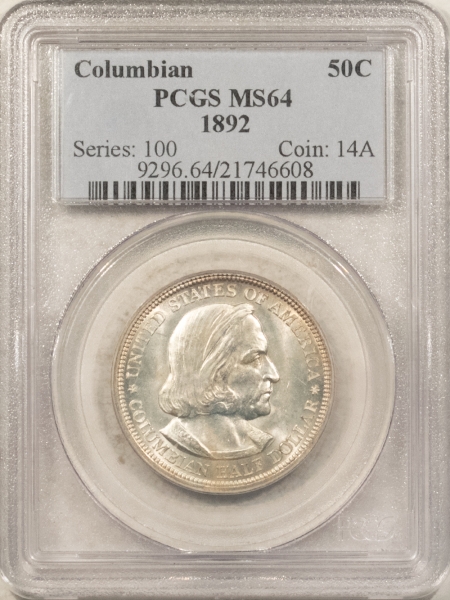 New Certified Coins 1892 COLUMBIAN COMMEMORATIVE HALF DOLLAR – PCGS MS-64, FLASHY & PQ