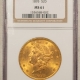 $20 1894 $20 LIBERTY GOLD DOUBLE EAGLE – PCGS MS-61