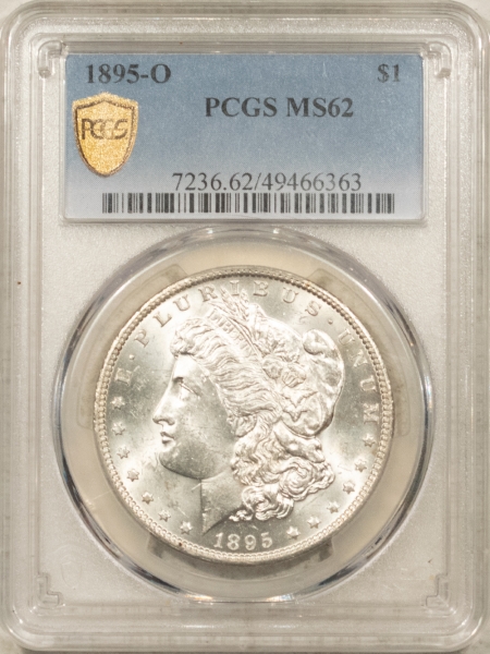 Morgan Dollars 1895-O $1 MORGAN DOLLAR – PCGS MS-62, BLAZING WHITE, CHOICE, KEY DATE! #49466363