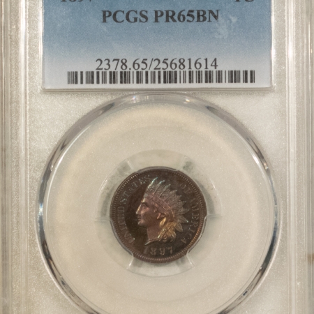 New Store Items 1897 PROOF INDIAN CENT – PCGS PR-65 BN, REALLY PRETTY PQ GEM!