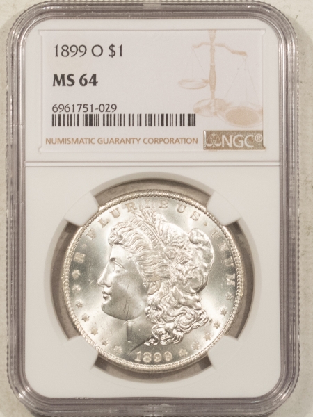 Morgan Dollars 1899-O $1 MORGAN DOLLAR – NGC MS-64, WHITE & PREMIUM QUALITY! #6961751029