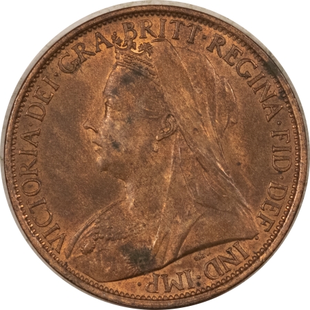 New Store Items 1900 GREAT BRITAIN VICTORIA ONE PENNY, KM#790 – ORIGINAL BU W/ RED SHOWING!