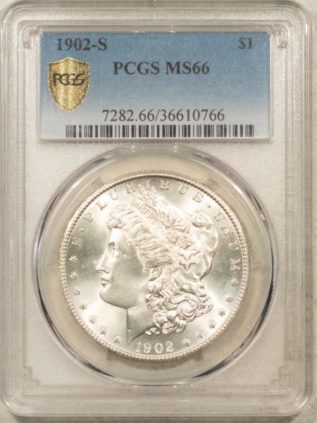 Morgan Dollars 1902-S $1 MORGAN DOLLAR – PCGS MS-66, BLAST WHITE & AMAZING! #36610766