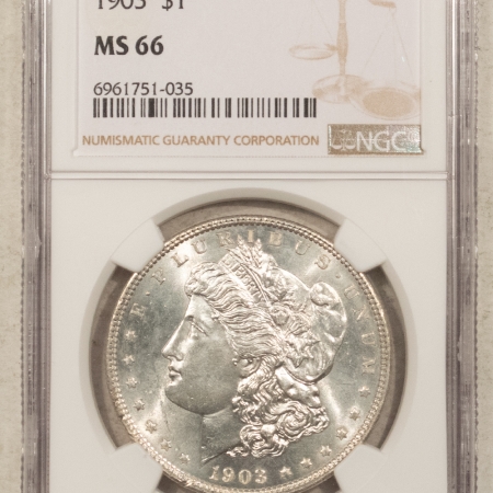 Morgan Dollars 1903 $1 MORGAN DOLLAR – NGC MS-66, FRESH WHITE & LUSTROUS GEM, #6961751035