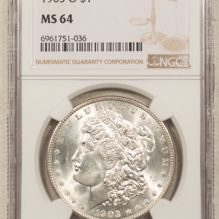 Morgan Dollars 1903-O $1 MORGAN DOLLAR – NGC MS-64, BLAST WHITE LUSTROUS KEY-DATE! #6961751036