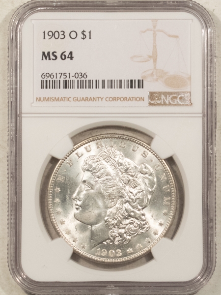 Morgan Dollars 1903-O $1 MORGAN DOLLAR – NGC MS-64, BLAST WHITE LUSTROUS KEY-DATE! #6961751036