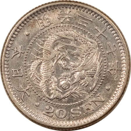 New Store Items 1904 (YEAR 37) JAPAN 20 SEN SILVER Y-24 – HIGH GRADE LOOKS UNCIRC, LOOKS CHOICE!