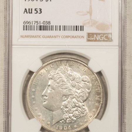 Morgan Dollars 1904-S $1 MORGAN DOLLAR – NGC AU-53, BLAST WHITE & WAS BETTER #6961751038