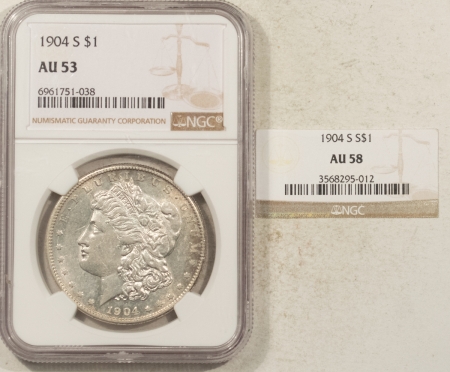 Morgan Dollars 1904-S $1 MORGAN DOLLAR – NGC AU-53, BLAST WHITE & WAS BETTER #6961751038