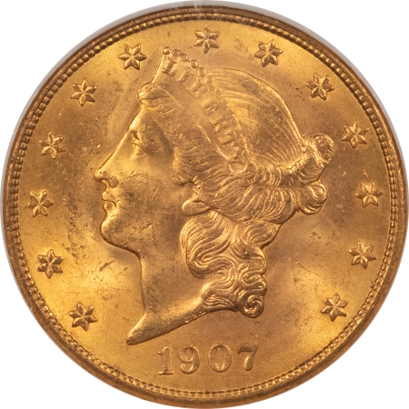 $20 1907 $20 LIBERTY GOLD DOUBLE EAGLE – NGC MS-64, PRETTY COLOR, FINAL YEAR, BETTER