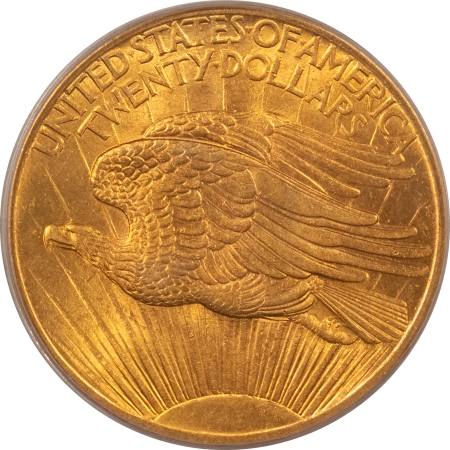 $20 1907 $20 ST GAUDENS GOLD DOUBLE EAGLE, NO MOTTO – PCGS MS-63, CHOICE