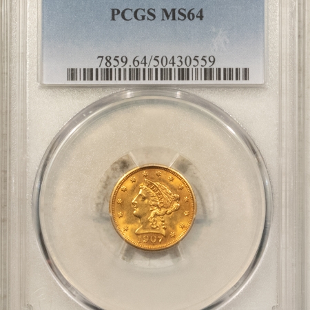 $2.50 1907 $2.50 LIBERTY GOLD QUARTER EAGLE – PCGS MS-64