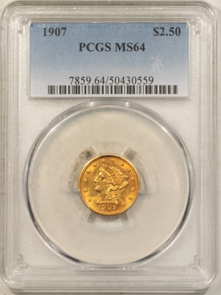 $2.50 1907 $2.50 LIBERTY GOLD QUARTER EAGLE – PCGS MS-64