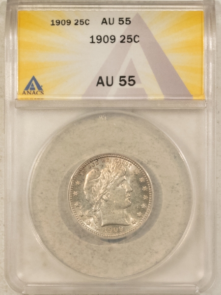 Barber Quarters 1909 BARBER QUARTER – ANACS AU-55