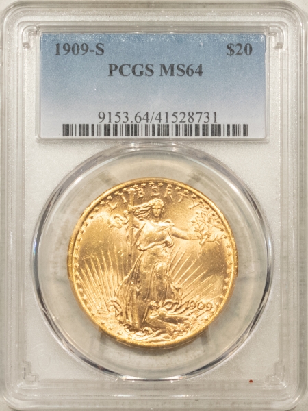 $20 1909-S $20 ST GAUDENS GOLD DOUBLE EAGLE – PCGS MS-64, FLASHY LUSTROUS #41528731